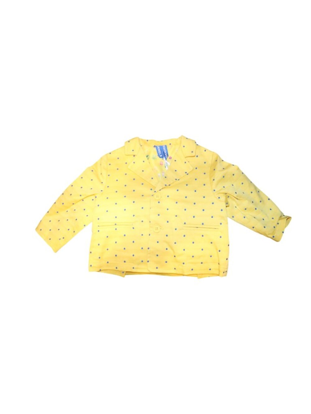 Daniele Alessandrini Yellow Baby Blazer With Blue Polka Dots, 6M NWT